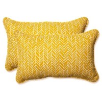 Pillow Perfect 610191 Outdoorindoor Herringbone Egg Yolk Lumbar Pillows 115 X 185 Yellow 2 Pack