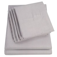 Queen Sheets Stripe Grey 6 Piece 1500 Supreme Collection Fine Brushed Microfiber Deep Pocket Queen Sheet Set Bedding 2 Extra