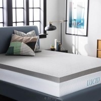 Lucid 3 Inch Mattress Topper King Memory Foam Bamboo Charcoal Infusion Cooling Ventilation Hypoallergenic Certipur Cer