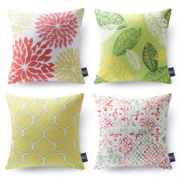 Phantoscope Set Of 4 New Living Yellow And Green Throw Decorative Pillow Cover Cushion Cover Print 18 X 18 Inches 45 X 45 Cm