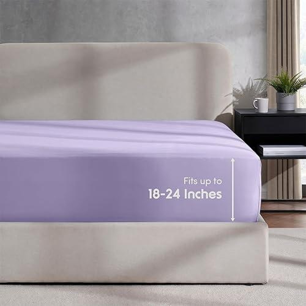 Nestl Extra Deep Pocket Full Fitted Sheet Lavender Full Size Fitted Sheet Only 1800 Microfiber Fitted Bed Sheet Ultra Soft Fu