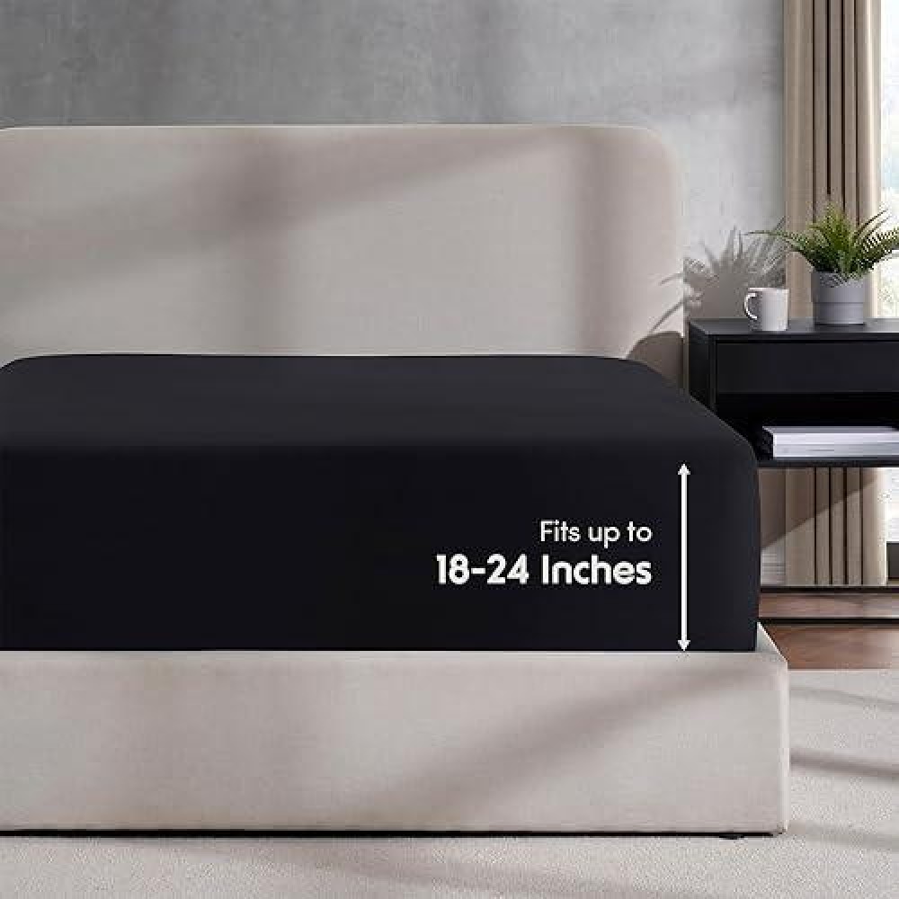 Nestl Black Twin Fitted Sheet Kids Extra Deep Pocket Fitted Sheet Twin Size 1800 Microfiber Fitted Twin Sheet Only Ultra Soft