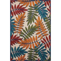 Nourison Aloha Indooroutdoor Multicolor 53 X 75 Area Rug Tropical Botanical Easy Cleaning Non Shedding Bed Room Kit