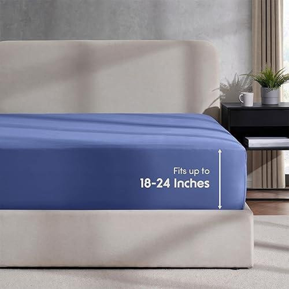 Nestl Extra Deep Pocket King Fitted Sheet Royal Blue Fitted Sheet King Size 1800 Microfiber King Fitted Sheet Only Soft King