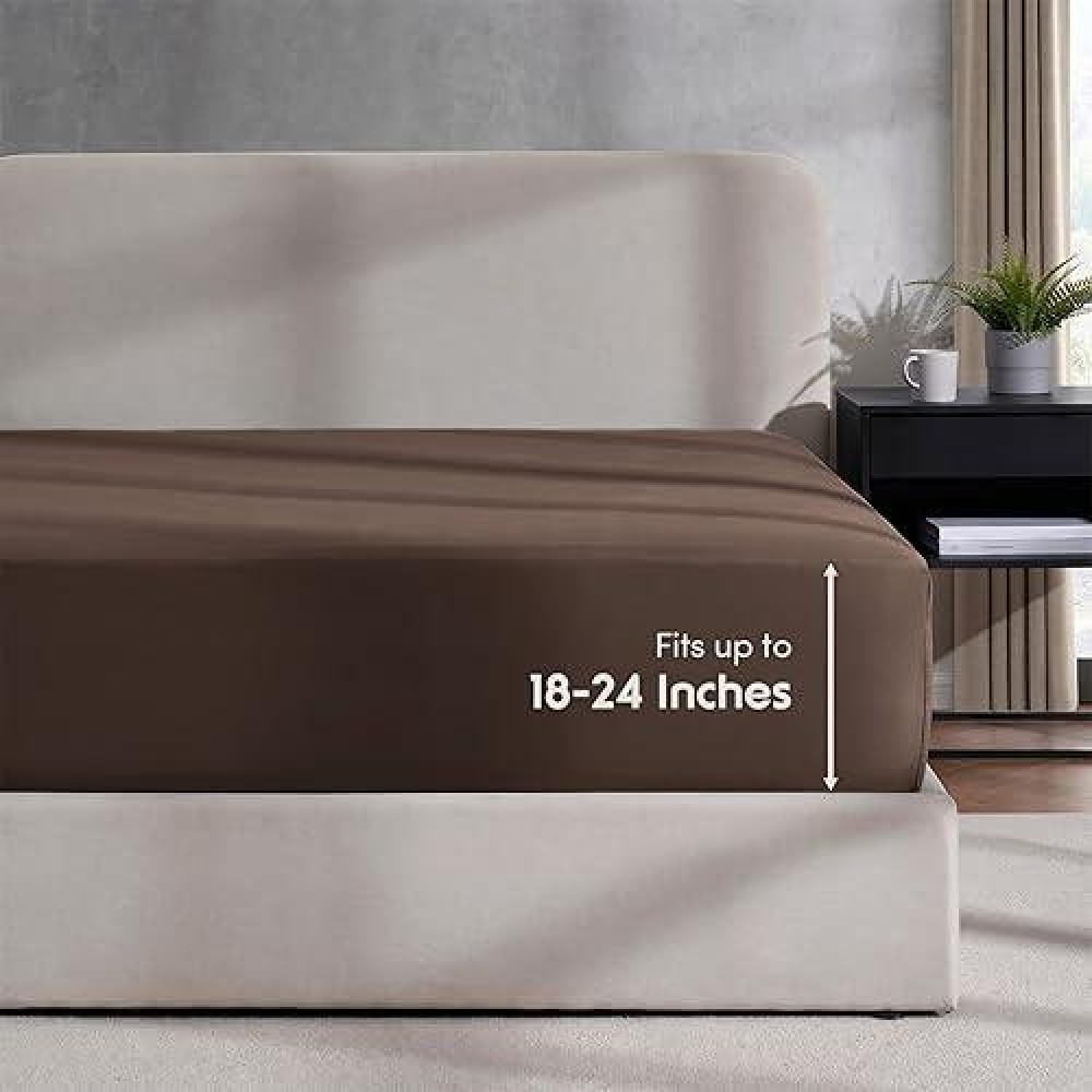 Nestl Extra Deep Pocket Full Fitted Sheet Brown Full Size Fitted Sheet Only 1800 Microfiber Fitted Bed Sheet Ultra Soft Full