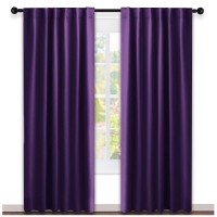 Nicetown Bedroom Curtains Blackout Drapery Panels Royal Purple Color W52 X L84 Double Panels Window Treatment Blackout Dra