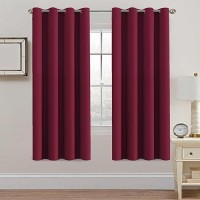 Hversailtex Thermal Insulated Blackout Curtains For Party Antique Copper Grommet Top Window Drapes Burgundy 52 W X 72 L