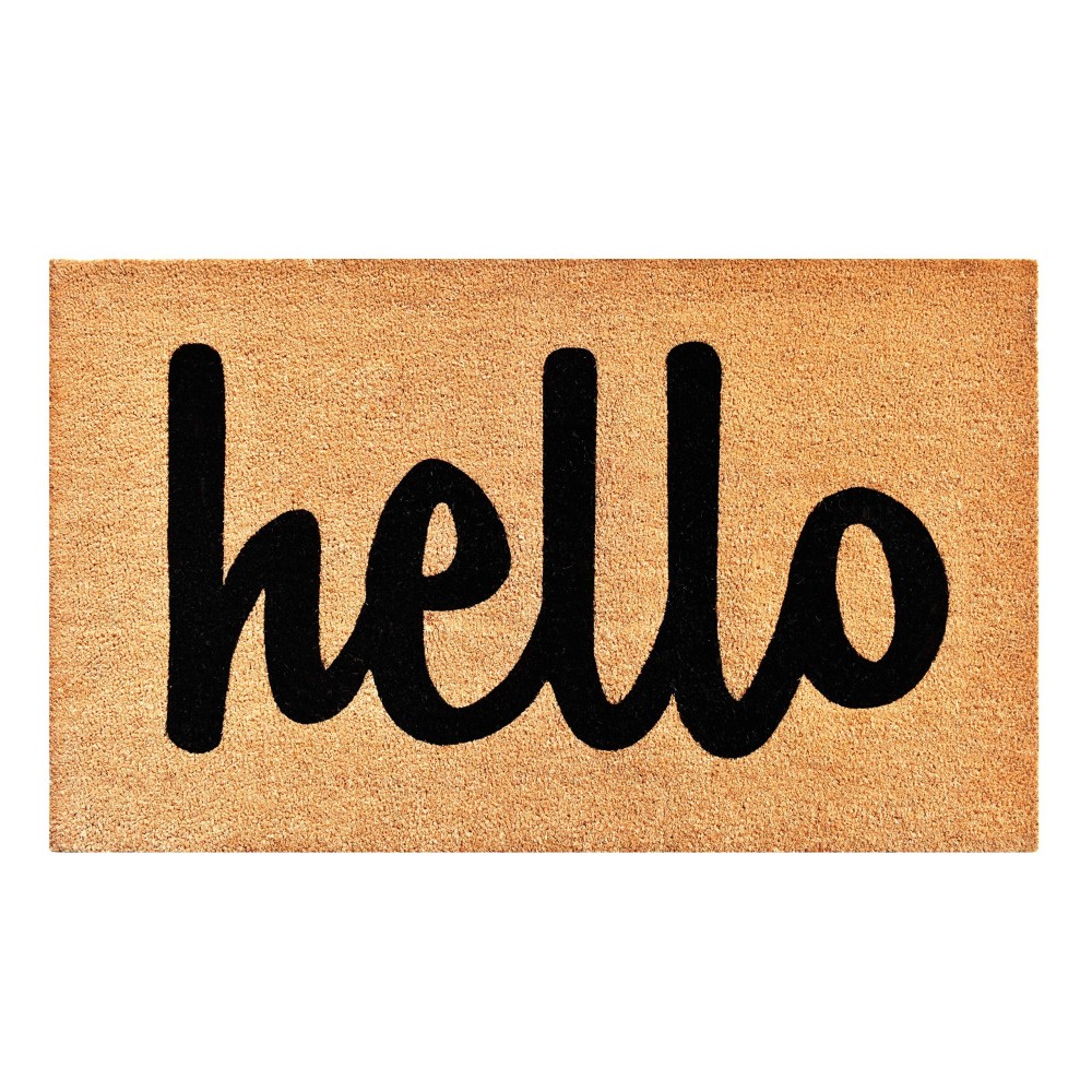 Calloway Mills 100341729Nbs Script Hello Doormat Naturalblack 17 X 29