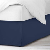 Nestl Navy Blue Bed Skirt Cal King Size Cal King Bed Skirt 14 Inch Drop Brushed Microfiber Bed Skirts Hotel Quality Pleate