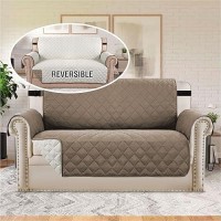 Hversailtex Reversible Loveseat Cover Water Resistant Furniture Protector For Dog Non Slip Couch Cover With Elastic Strap Washa