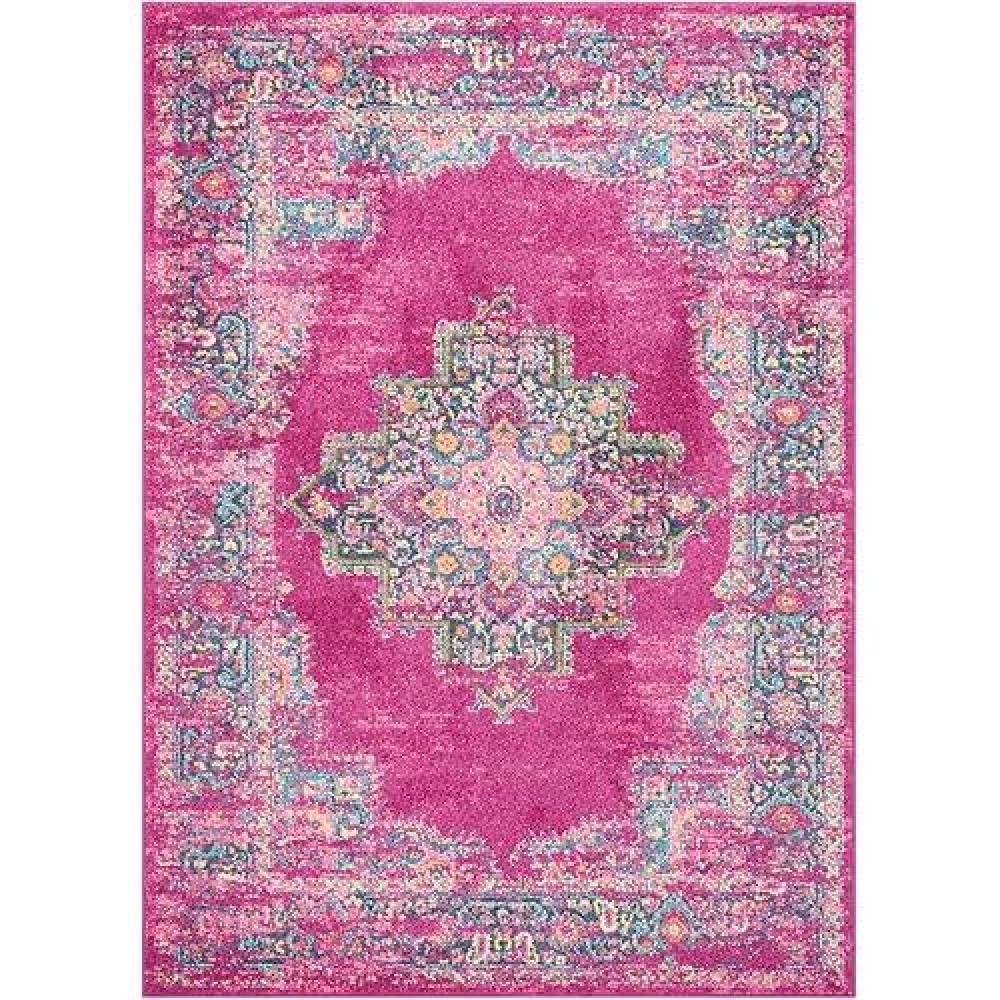 Nourison Passion Fuchsia 39 X 59 Area Rug Boho Traditional Easy Cleaning Non Shedding Bed Room Living Room Hallway