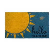 Dii Natural Coir Doormat Decorative Hello Mat 17X29 Hello Sunshine Blue