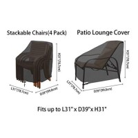 Patio Chair Covers Waterproof Heavy Duty Outdoor Patio Furniture Covers, Black Stackable Outside Lounge Deep Seat Covers, Large Lawn Sofa Covers Water Resistant,600D Oxford Cloth,Standard-2 Pack,Black