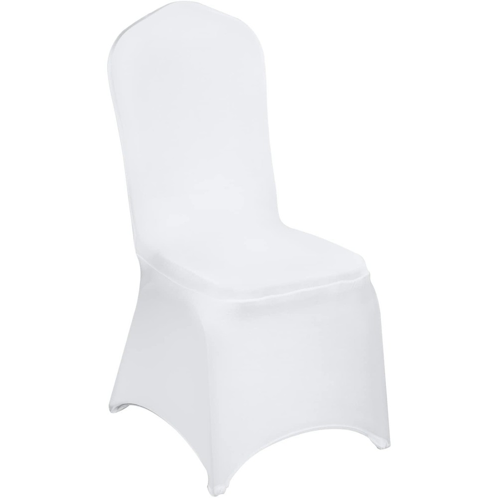 Vevor 100 Pcs White Chair Covers Polyester Spandex Chair Cover Stretch Slipcovers For Wedding Party Dining Banquet Flat-Front Chair Covers