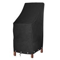 High Back Patio Chair Covers Waterproof Heavy Duty Stackable Outdoor Bar Stool Cover Black Patio Furniture Covers Outside Lounge Deep Seat Covers, Lawn Chair Covers, High Back With Lock Hole-1 Pack