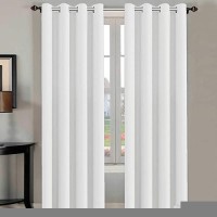 Hversailtex White Curtains 96 Inches Long Window Treatment Panelsdrapes For Living Room Modern Design Grommet Curtain Panels F