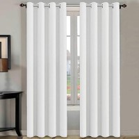 Hversailtex White Curtains For Bedroom Thermal Insulated Curtains Drapes Living Room 108 Inches Long For Patio Glass Door Win