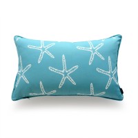 Hofdeco Beach Indoor Outdoor Pillow Cover Only, Water Resistant For Patio Lounge Sofa, Aqua Turquoise Starfish, 12