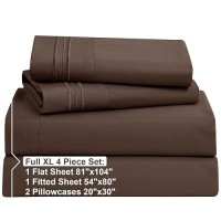 Nestl Full Xl Size Sheet Sets 4 Piece Full Xl Size Sheets Deep Pocket Hotel Luxury Extra Soft Breathable And Cooling Choc