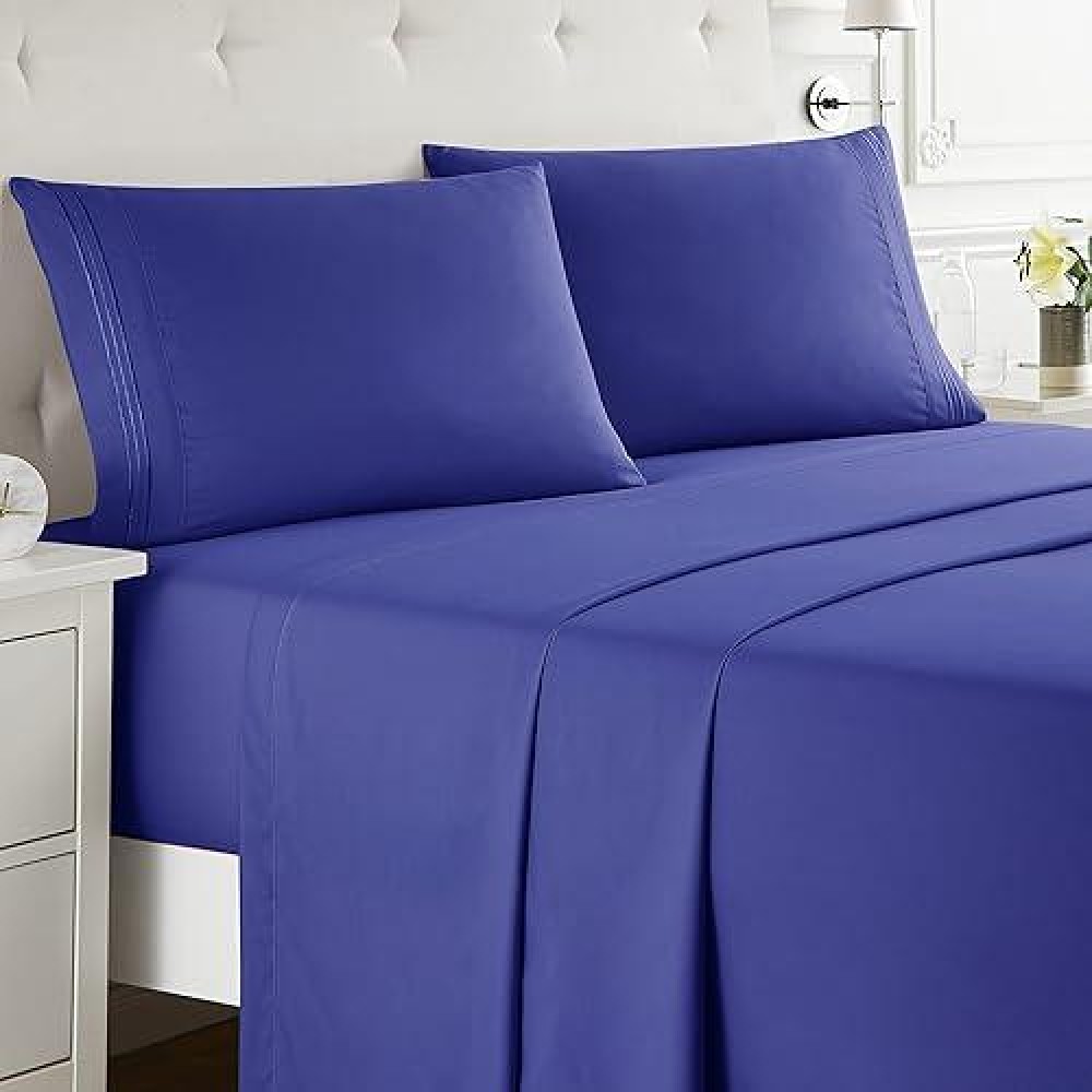 Nestl Full Xl Sheets Sets 4 Piece Full Xl Size Sheets Double Brushed Royal Blue Sheets Hotel Luxury Full Xl Sheet Set Extra