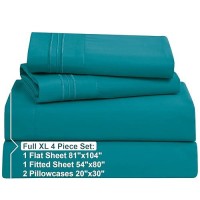 Nestl Full Xl Sheets Sets 4 Piece Full Xl Size Sheets Double Brushed Teal Sheets Hotel Luxury Full Xl Sheet Set Extra Soft