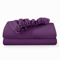 Bare Home 2Pack Fitted Bottom Sheets Queen Premium 1800 Ultrasoft Wrinkle Resistant Microfiber Deep Pocket Queen Plum