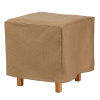 Duck Covers Essential Water-Resistant 32 Inch Square Patio Ottoman/Side Table Cover