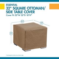 Duck Covers Essential Water-Resistant 32 Inch Square Patio Ottoman/Side Table Cover