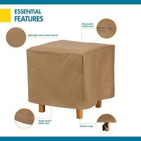 Duck Covers Essential Water-Resistant 32 Inch Square Patio Ottoman/Side Table Cover