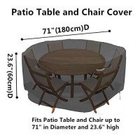 Rosielily Round Patio Furniture Covers Waterproof, Stackable Outdoor Table Chair Set Covers, Heavy Duty Outdoor Dining Table Cover, No Fading Large Table Chair Set Covers (70