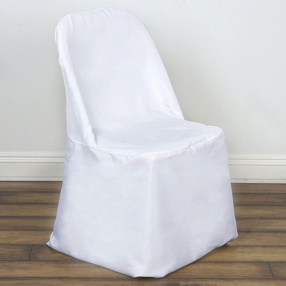 Sparkles Make It Special Leading Linens 150 Pc Polyester Folding Chair Covers - Wedding Reception Banquet Party Restaurant - White