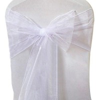 Lucky 102050100 Pack Organza Banquet Chair Sash Sashes Bows Ties For Weddings Party Decoration White Pink Purple Gold Red(50 Pack, White)