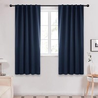 Deconovo Navy Blue Blackout Curtains For Bedroom - 42X63 Inch  2 Panels  Solid Room Darkening Thermal Insulated Rod Pocket And Back Tab Curtains