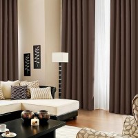 Deconovo Solid Room Darkening Curtains  Rod Pocket And Back Tab Blackout Curtains For Bedroom  42X63 Inch  Brown  2 Panels Panels