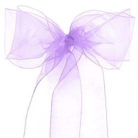 Lucky 102050100 Pack Organza Banquet Chair Sash Sashes Bows Ties For Weddings Party Decoration White Pink Purple Gold Red(100 Pack, Lavender)