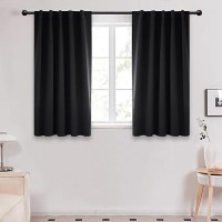 Deconovo Short Blackout Curtains For Small Windows Thermal Insulated Rod Pocket And Back Tab Curtains 42Wx45L Inch Black 2 Panels