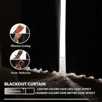 Deconovo Short Blackout Curtains For Small Windows Thermal Insulated Rod Pocket And Back Tab Curtains 42Wx45L Inch Black 2 Panels