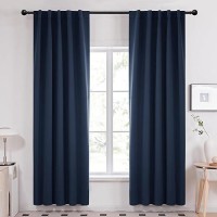 Deconovo Back Tab And Rod Pocket Blackout Curtains For Living Room  42X84 Inch  Navy Blue  2 Panels  Thermal Insulated Light Blocking Curtains