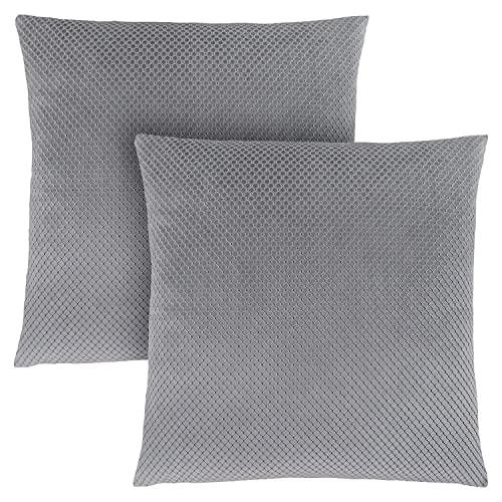 Monarch Specialties I 9307 Diamond Velvet Decorative Pillow Throw 18 x 18 Silver