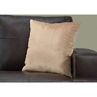 Monarch Specialties I 9310 Diamond Velvet Decorative Pillow Throw 18 x 18 Beige