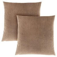 Monarch Specialties Diamond Velvet Decorative Throw Pillow 18 x 18 Beige