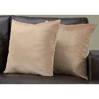 Monarch Specialties Diamond Velvet Decorative Throw Pillow 18 x 18 Beige