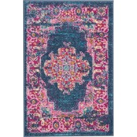 Nourison Passion Blue 22 X 34 Area Rug Boho Traditional Easy Cleaning Non Shedding Bed Room Living Room Hallway 2