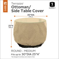 Classic Accessories Terrazzo Round Ottoman/Coffee Table Cover - All Weather Protection Outdoor Furniture Cover, Medium (55-911-032001-Ec)