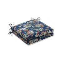 Pillow Perfect Floral Indoor/Outdoor Square Corner Chair Seat Cushion With Ties, Plush Fiber Fill, Weather, And Fade Resistant, 20