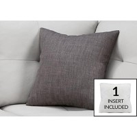 Monarch Specialties Linen Look Decorative Pillow Throw 18 x 18 Dark Grey