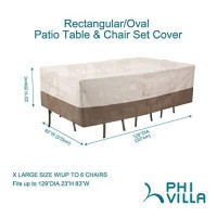 Phi Villa Patio Table Set Covers Waterproof, Outdoor Dining Table And Chair Cover With Pop-Up Supporter, Extra Large Rectangular Heavy Duty Patio Cover 129