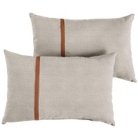 Sorra Home Indoor Outdoor Sunbrella Lumbar Pillows, Set Of 2, 2 Count (Pack Of 1), Silver Grey & Canvas Rust Orange