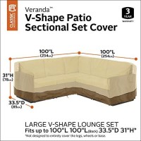 Classic Accessories 55-882-011501-Rt Veranda Patio V-Shaped Sectional Sofa Cover, Large, Pebble/Bark/Earth