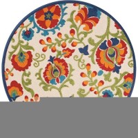 Nourison Aloha Indooroutdoor Multicolor 53 X Round Area Rug Easy Cleaning Non Shedding Bed Room Living Room Dining Room